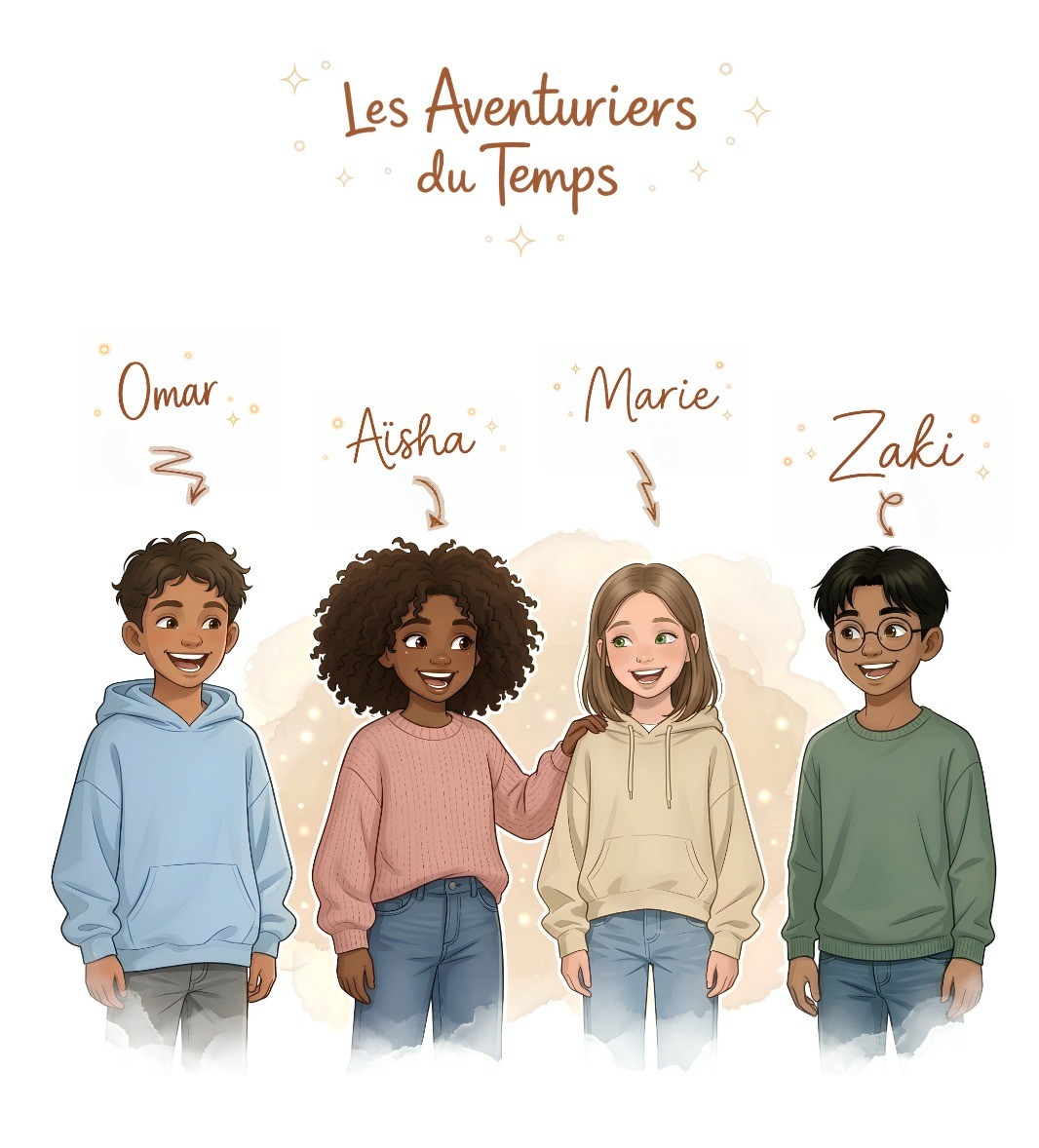 Omar, Aïcha, Marie et Zaki — les Aventuriers du Temps
